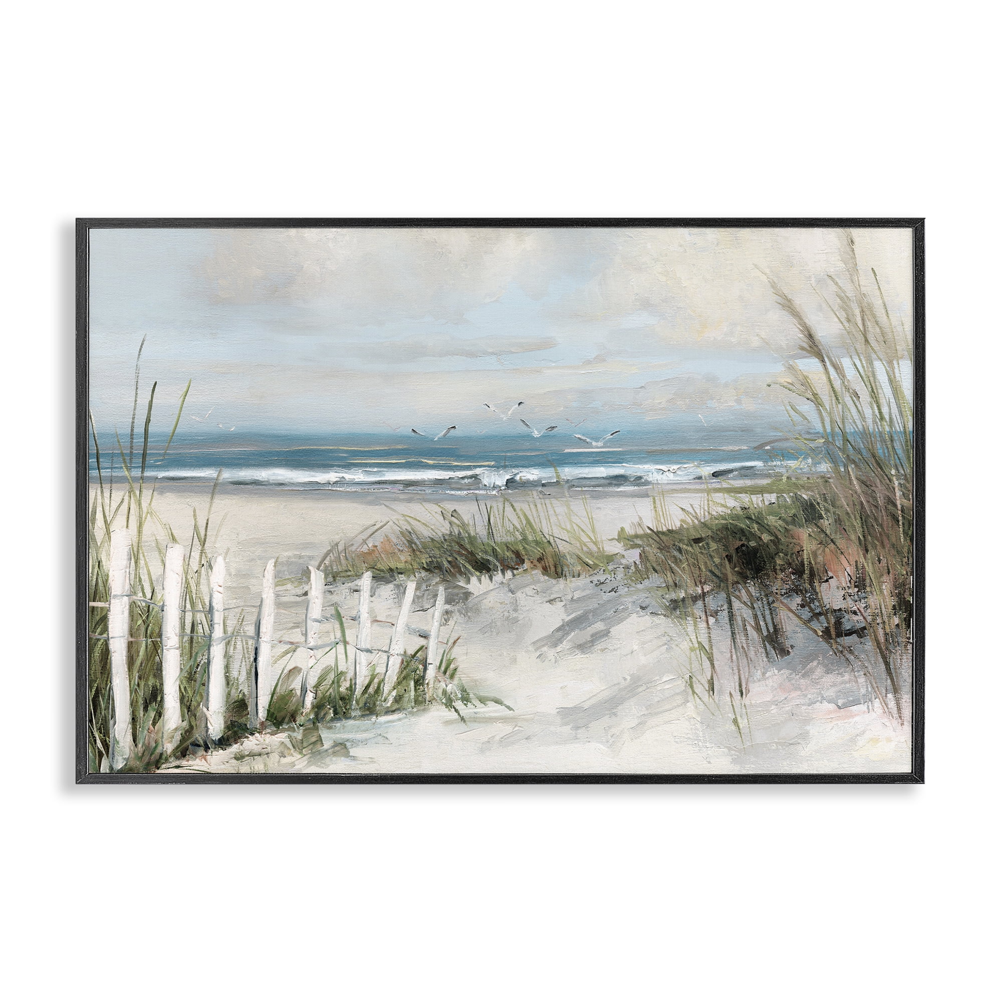 Stupell Industries Dunes With Weathered Fence Black Framed Giclee Art, design by Sally Swatland