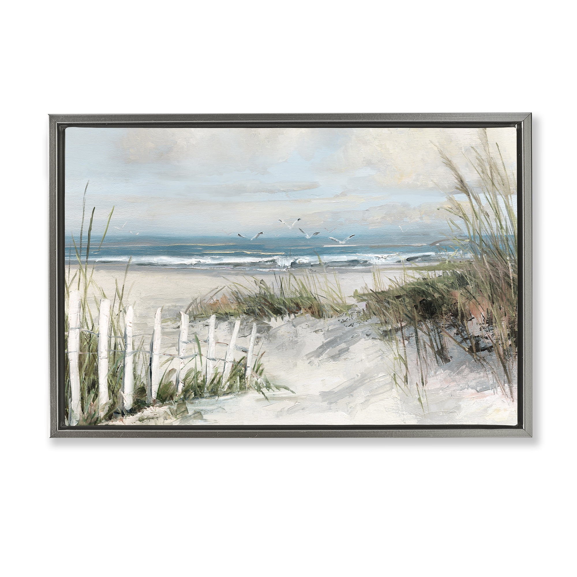 Stupell Industries Dunes With Weathered Fence Gray Framed Floater Canvas Wall Art, design by Sally Swatland