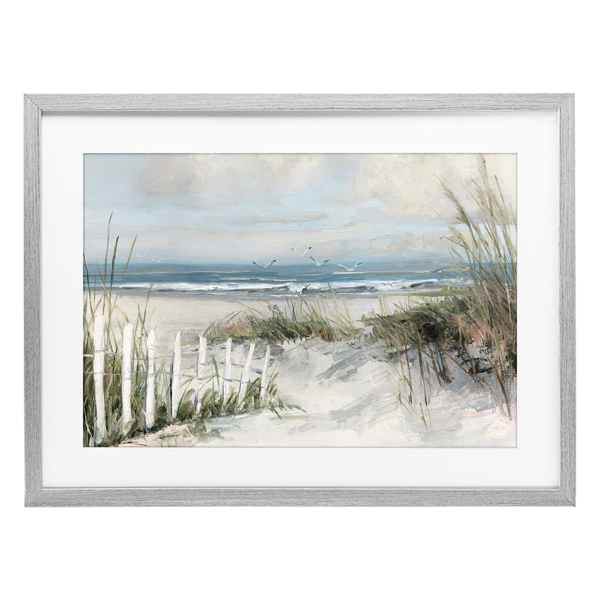 Stupell Industries Dunes With Weathered Fence Gray Framed Print Under Glass, design by Sally Swatland