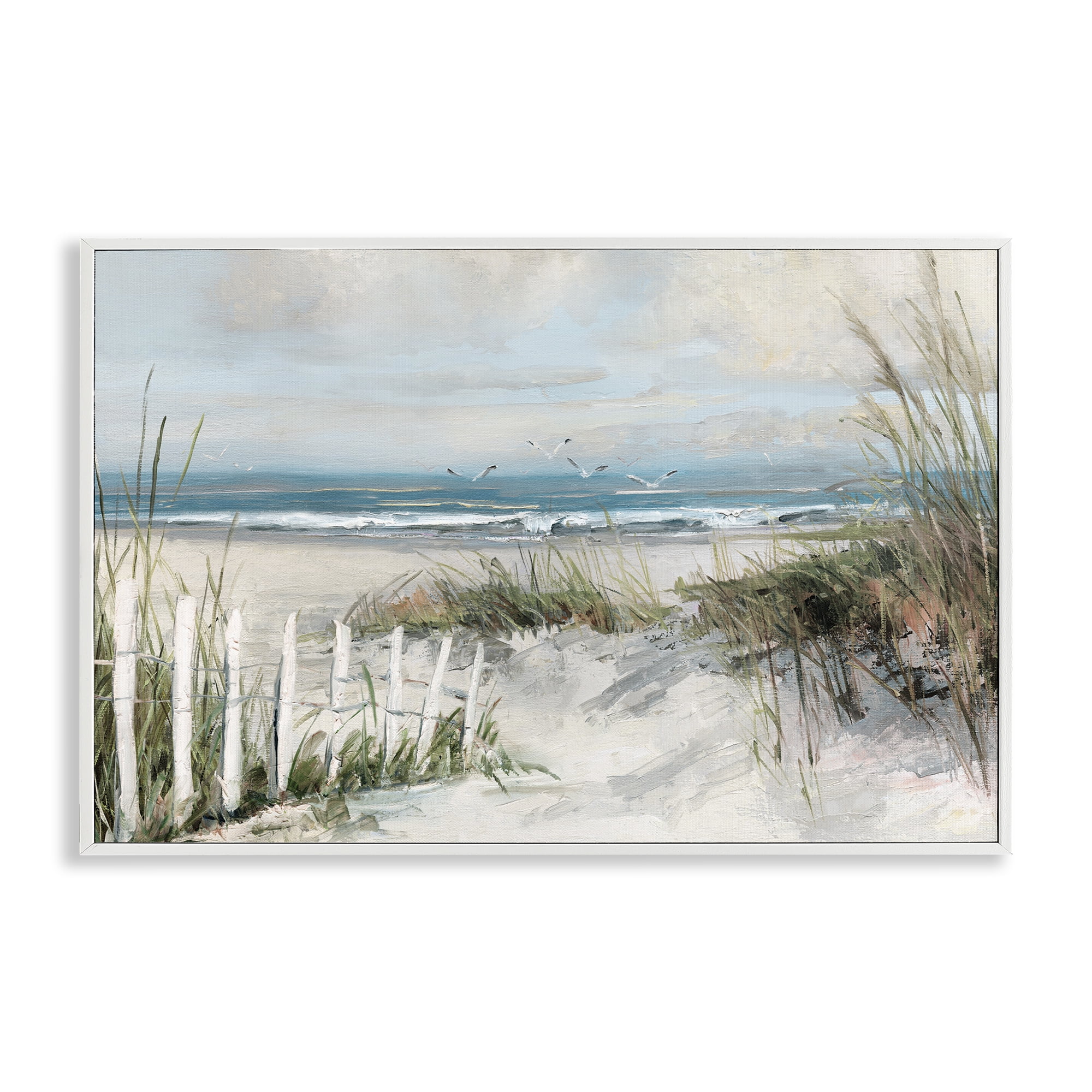 Stupell Industries Dunes With Weathered Fence White Framed Giclee Art, design by Sally Swatland