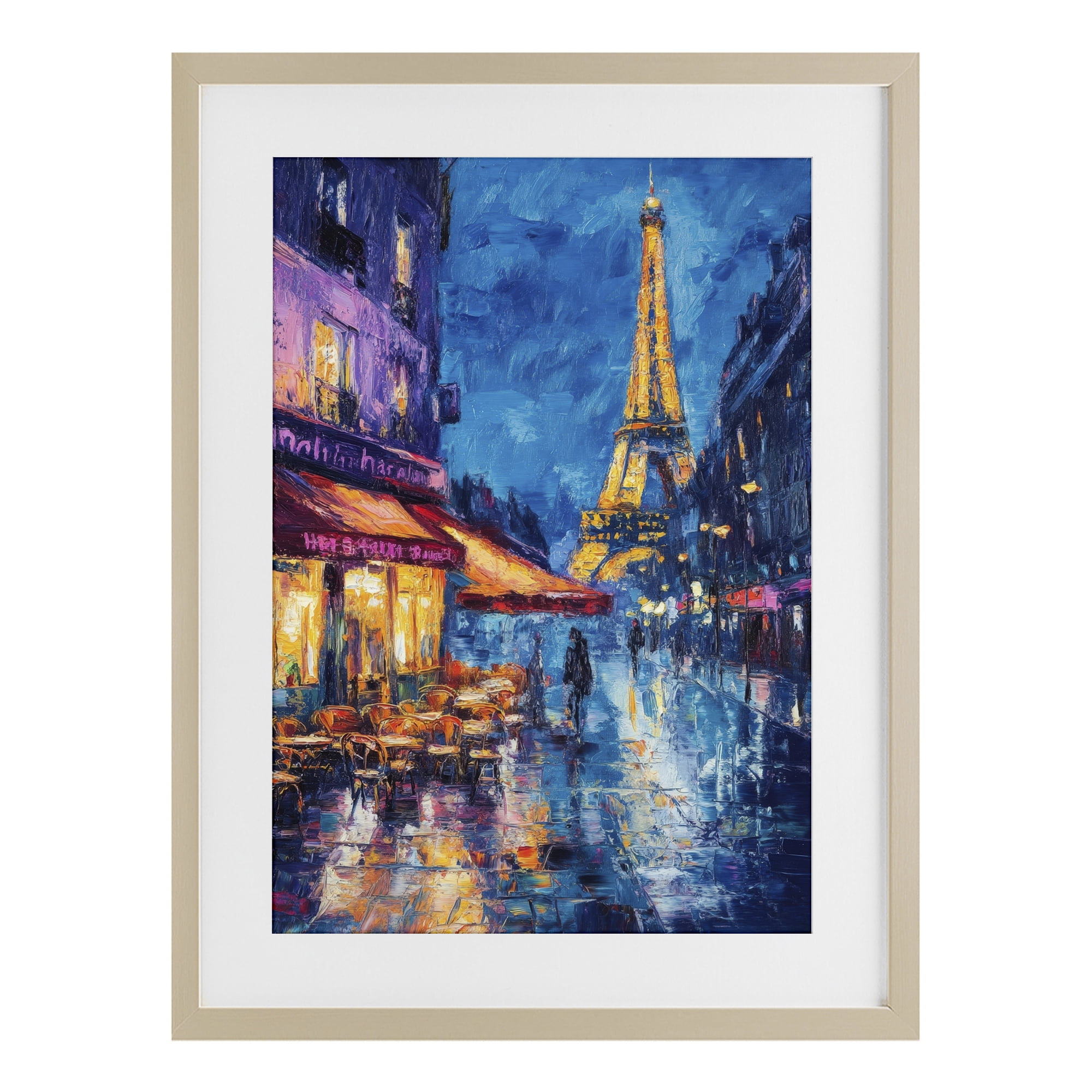 Stupell Industries Dusk Paris Street Scene Birch Framed Print Under Glass, design by Petal Prints Design