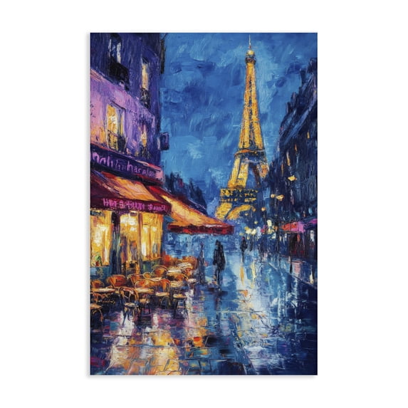 Stupell Industries Traditional Dusk Paris Street Scene Canvas Art, 16 x 24, by Petals Prints Design