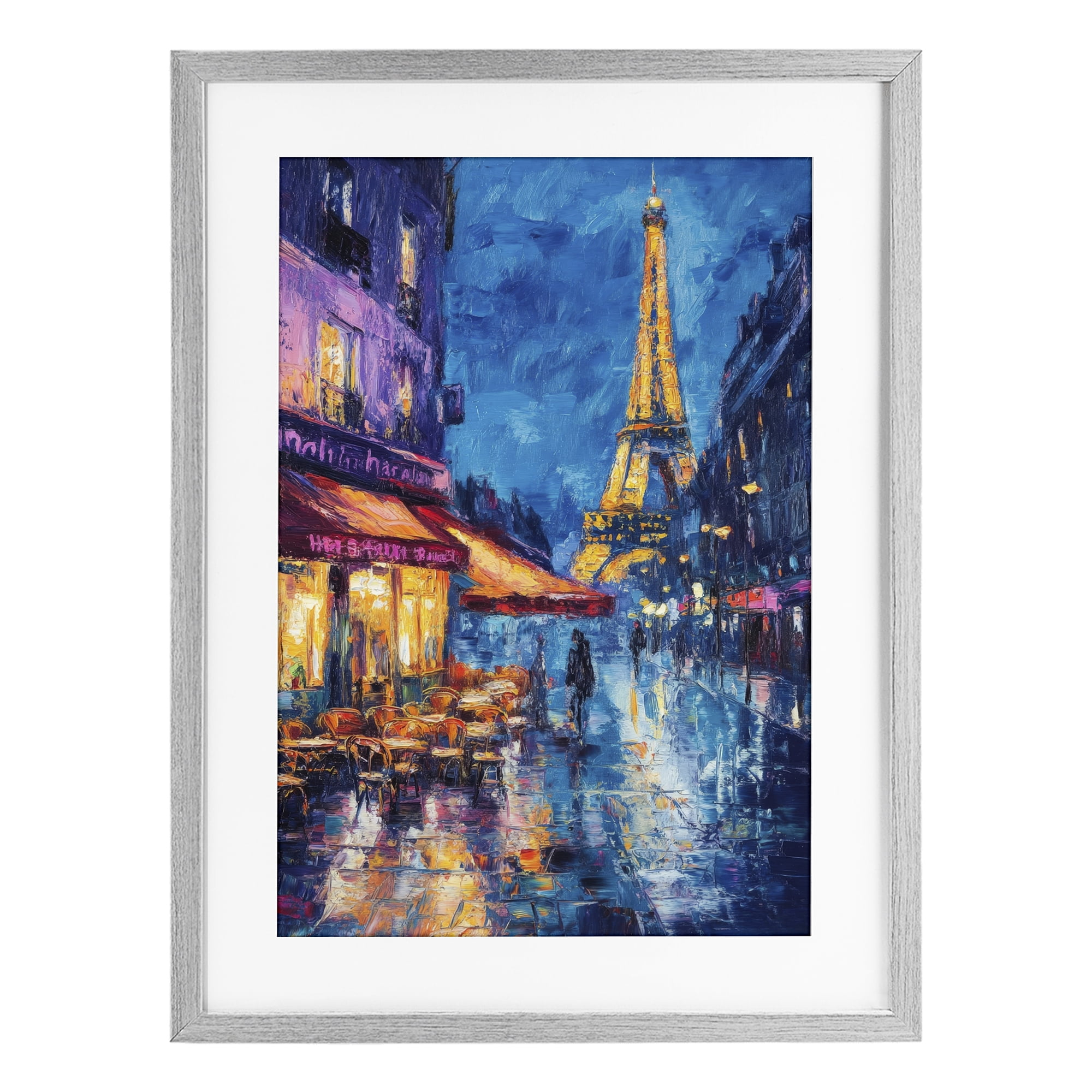Stupell Industries Dusk Paris Street Scene Gray Framed Print Under Glass, design by Petal Prints Design