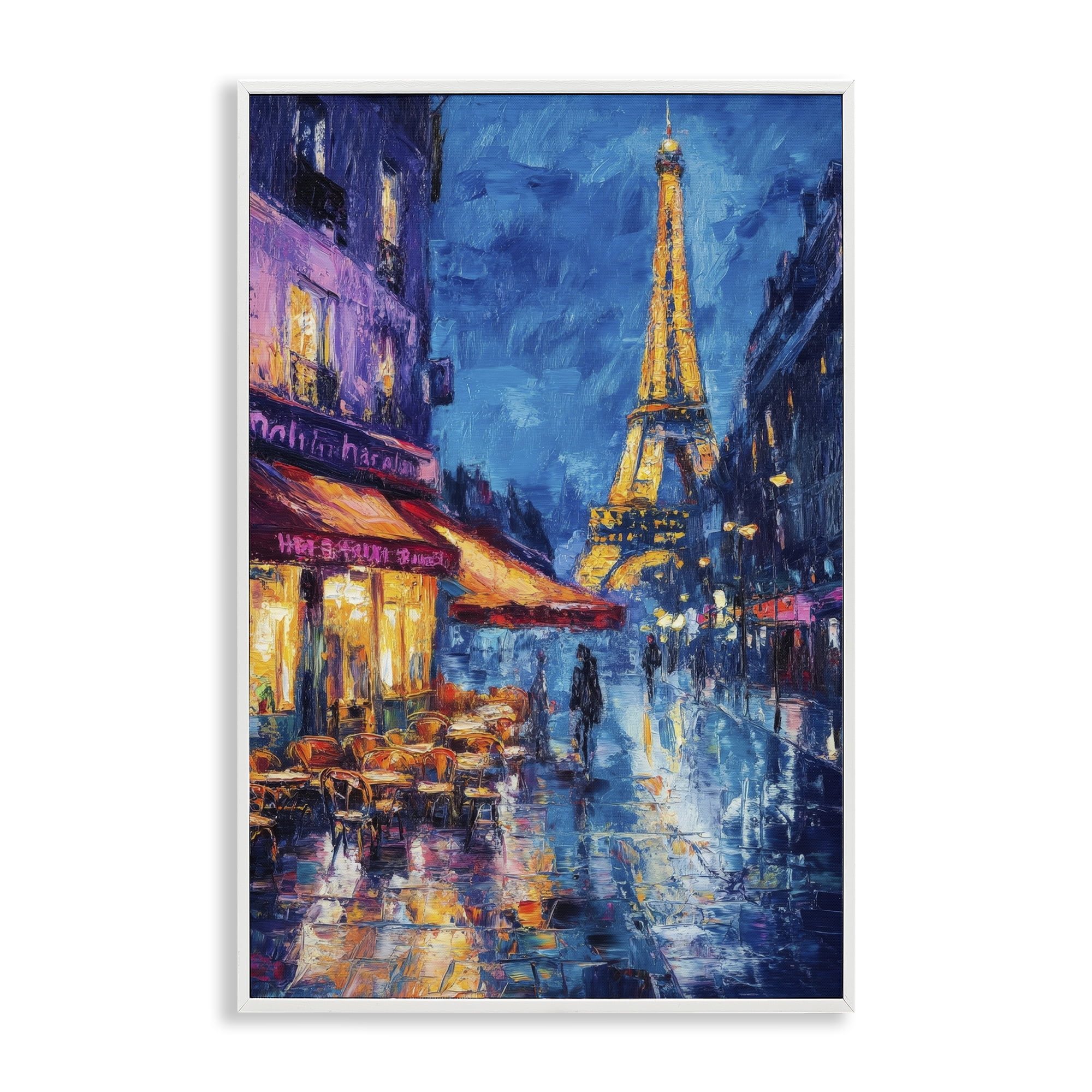 Stupell Industries Dusk Paris Street Scene White Framed Giclee Art, design by Petal Prints Design
