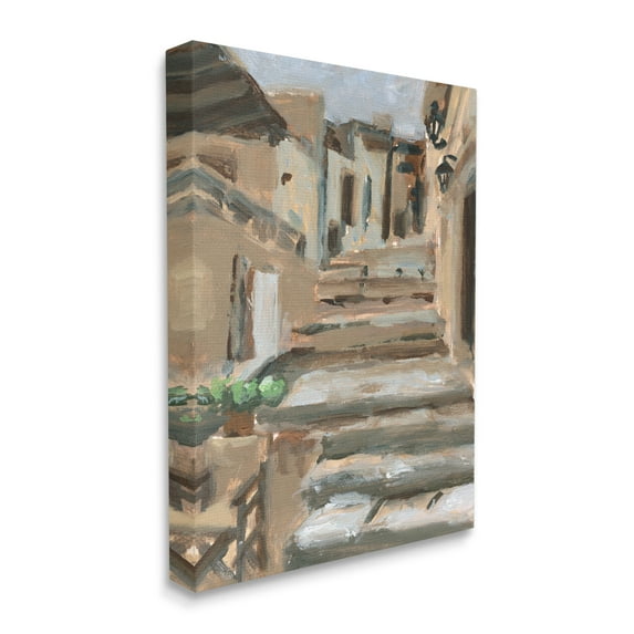 Stupell Industries Dusky Alleyway Stairs Soft Urban Architecture City Travel & Places Painting Gallery Wrapped Canvas Print Wall Art, 16 x 20