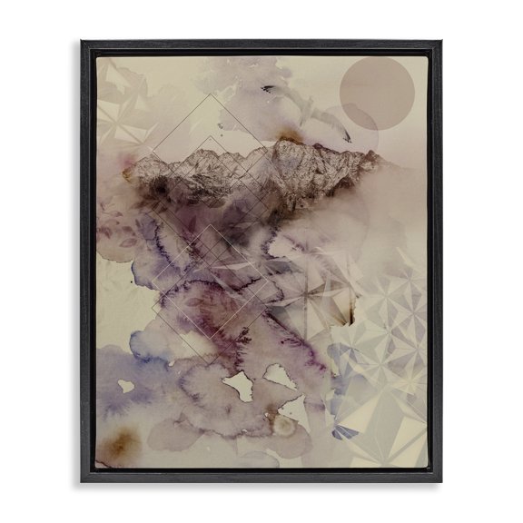 Stupell Industries Dust Abstract with Geometrics Black Framed Floater Canvas Wall Art, design by Gemma Bardot