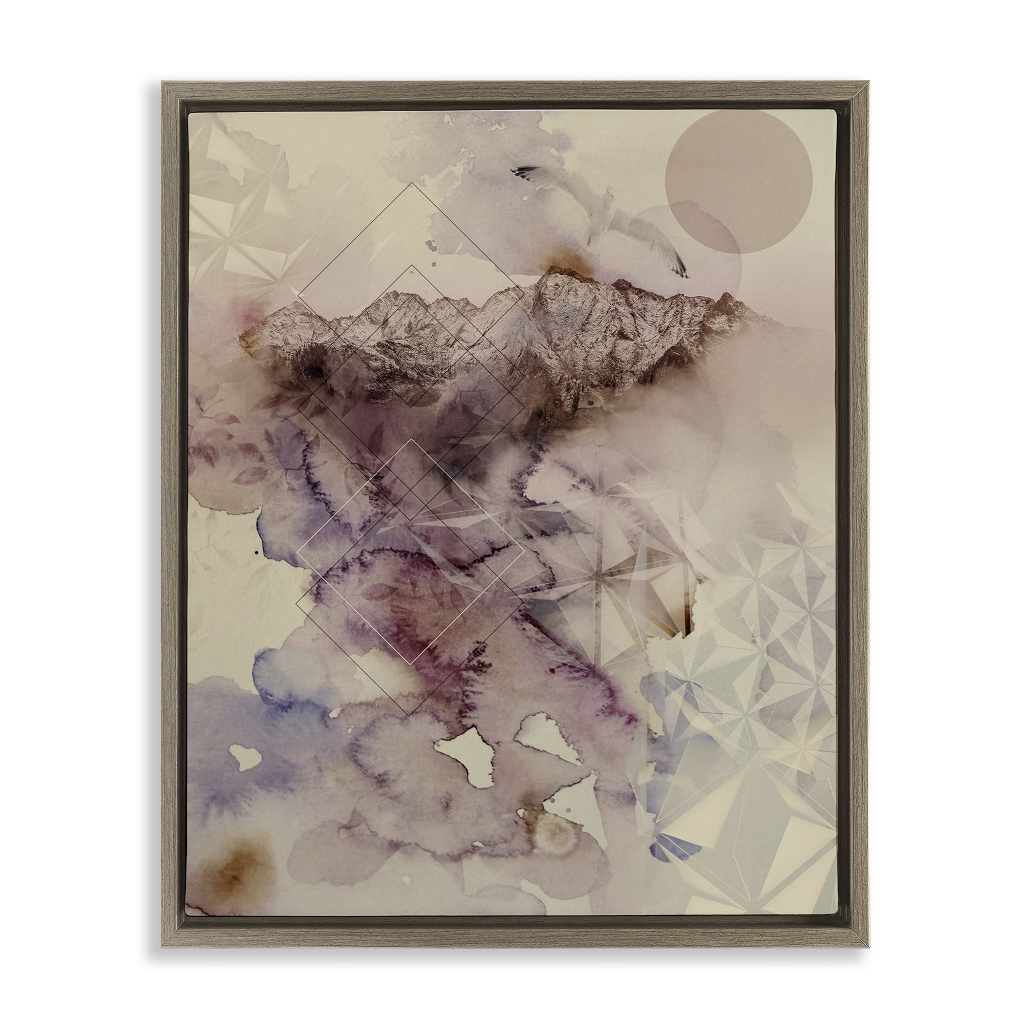 Stupell Industries Dust Abstract with Geometrics Brown Framed Floater Canvas Wall Art, design by Gemma Bardot