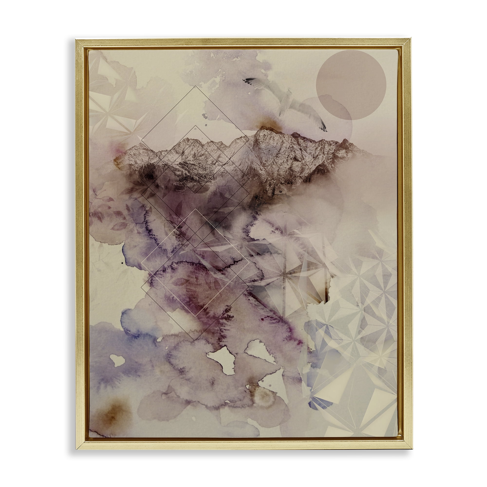Stupell Industries Dust Abstract with Geometrics Gold Framed Floater Canvas Wall Art, design by Gemma Bardot
