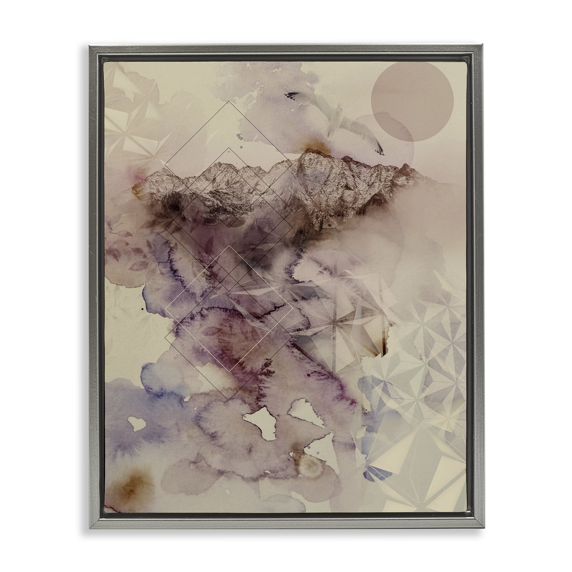 Stupell Industries Dust Abstract with Geometrics Gray Framed Floater Canvas Wall Art, design by Gemma Bardot
