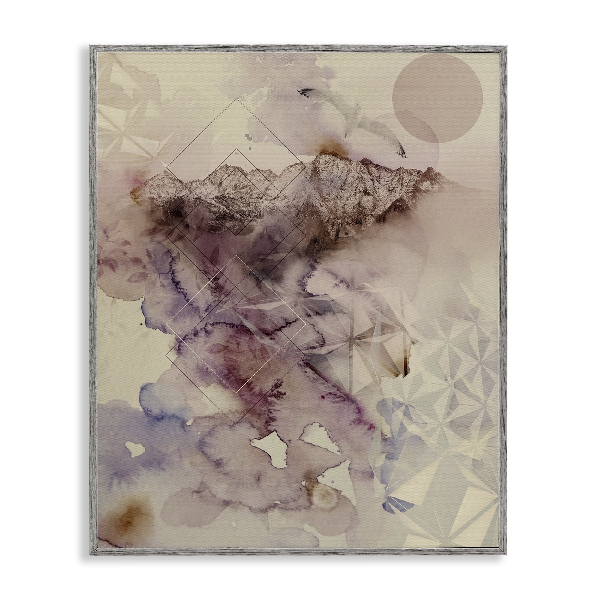 Stupell Industries Dust Abstract with Geometrics Gray Framed Giclee Art, design by Gemma Bardot