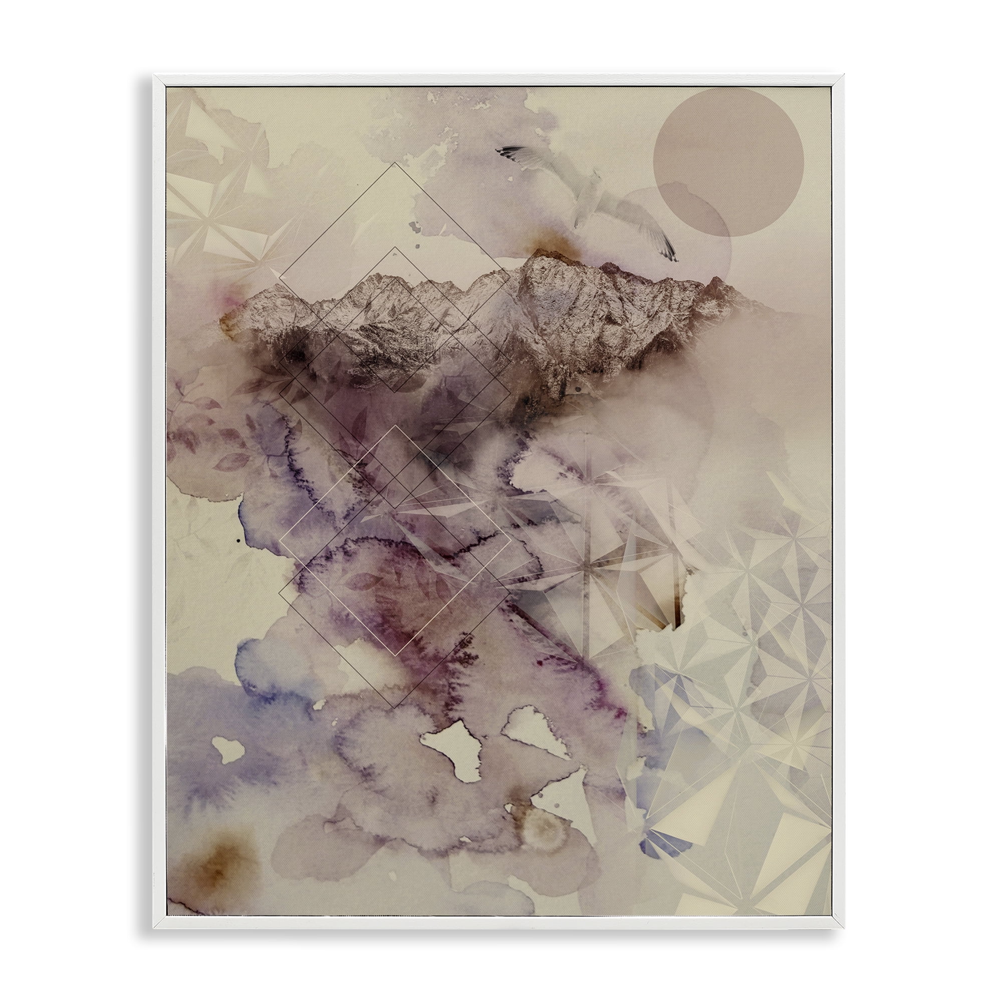 Stupell Industries Dust Abstract with Geometrics White Framed Giclee Art, design by Gemma Bardot