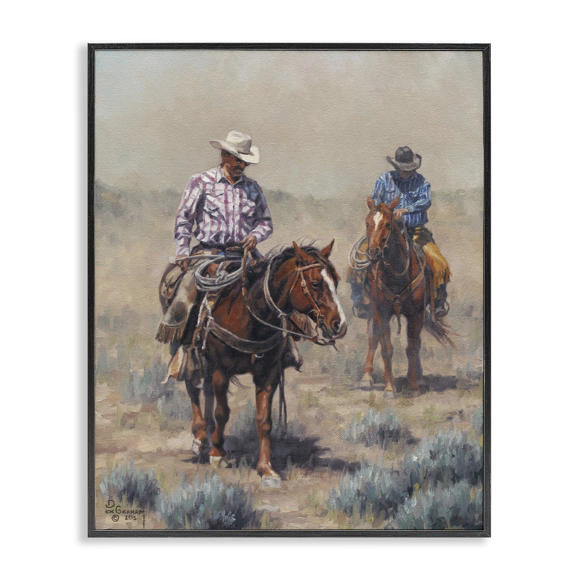 Stupell Industries Dust Bowl Cowboys Animals & Insects Painting Black Framed Art Print Wall Art, 16 x 20