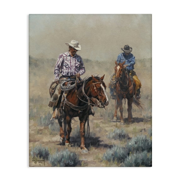Stupell Industries Dust Bowl Cowboys Animals & Insects Painting Gallery Wrapped Canvas Art Print Wall Art, 16 x 20
