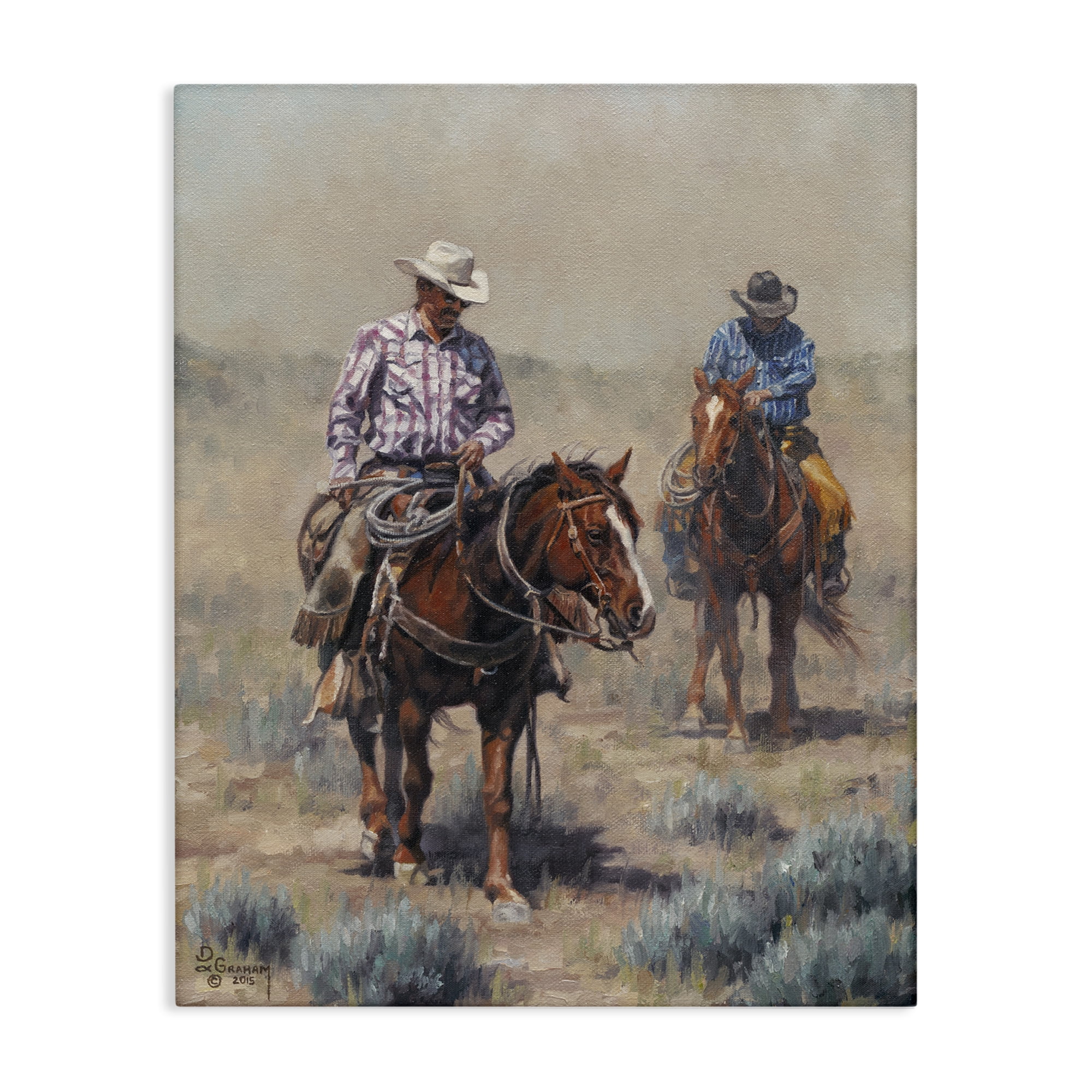 Stupell Industries Dust Bowl Cowboys Animals & Insects Painting Gallery Wrapped Canvas Art Print Wall Art, 24 x 30