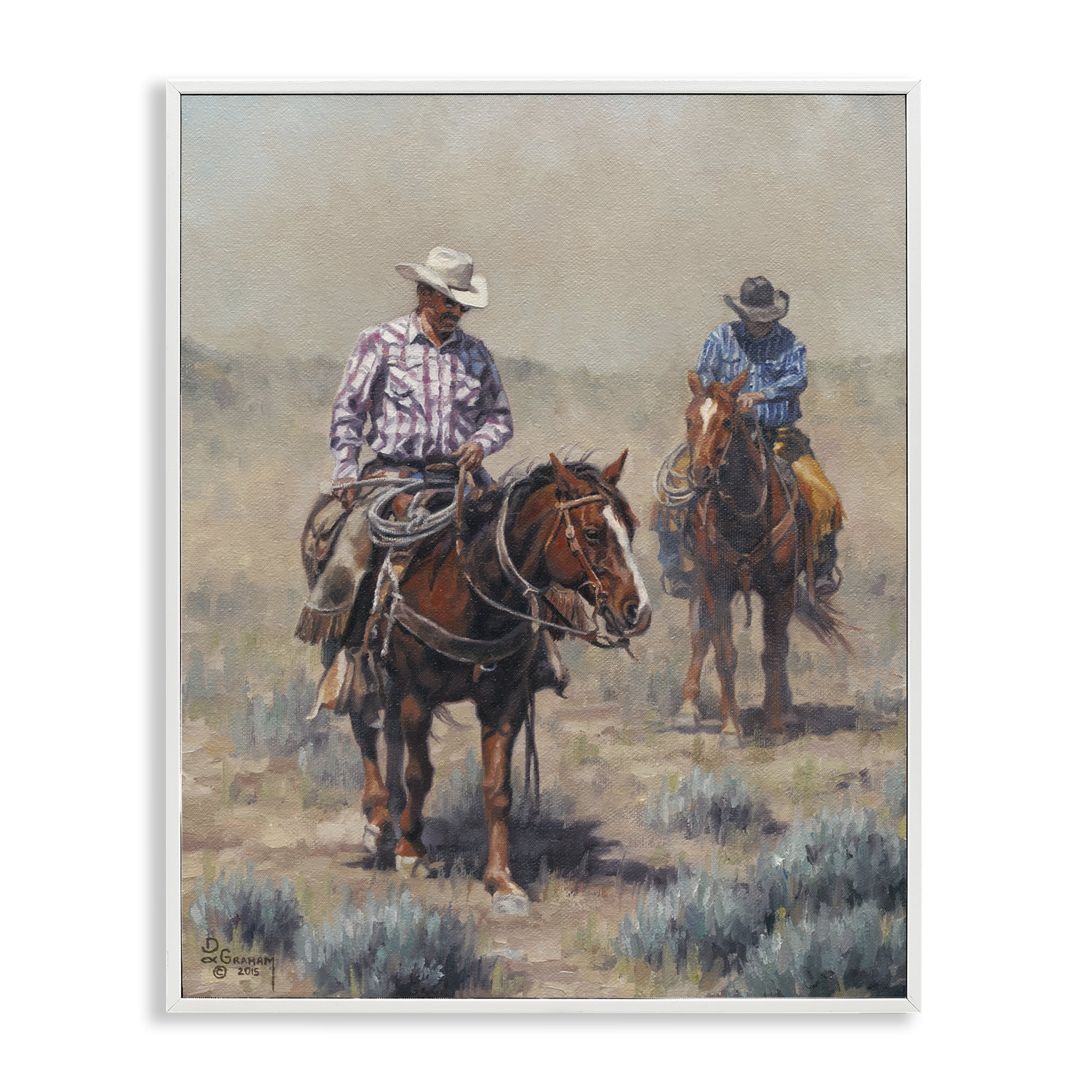 Stupell Industries Dust Bowl Cowboys Animals & Insects Painting White Framed Art Print Wall Art, 24 x 30