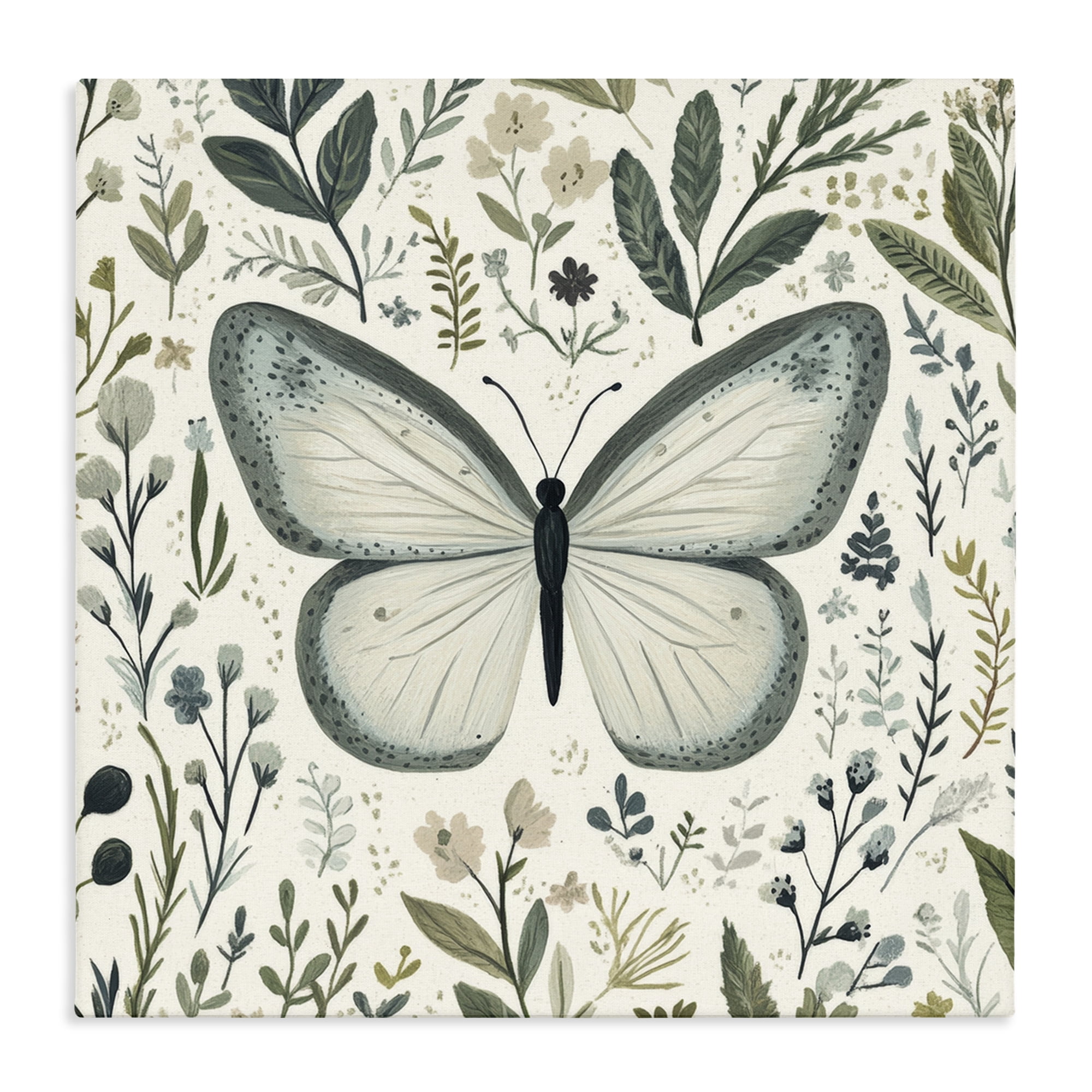 Stupell Industries Dusty Blue Butterfly Botanicals Canvas Wall Art, design by Petal Prints Design