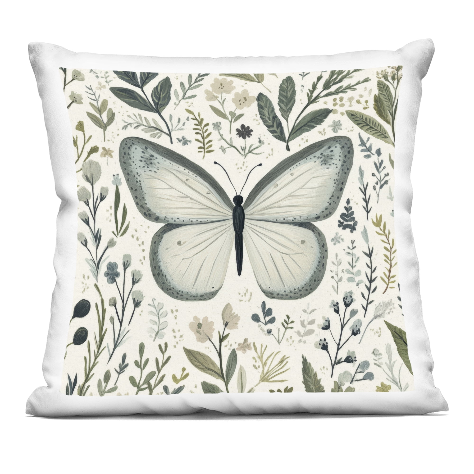 Stupell Industries Dusty Blue Butterfly Botanicals Decorative Printed Throw Pillow, design by Petal Prints Design, 18 x 7 x 18