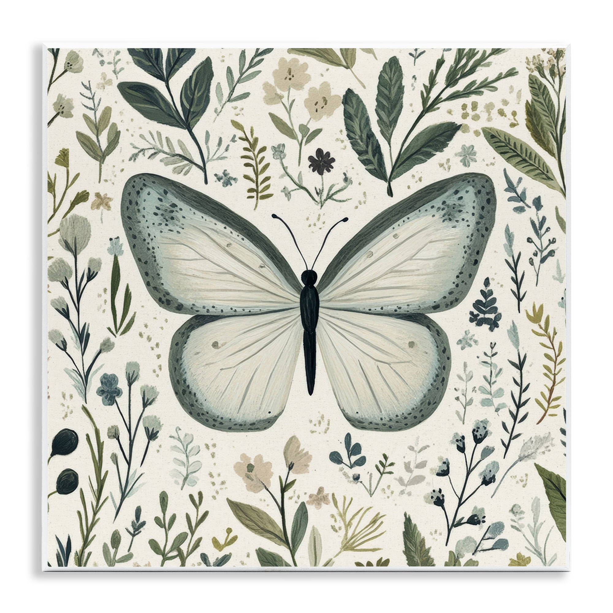 Stupell Industries Dusty Blue Butterfly Botanicals Wall Plaque Art, design by Petal Prints Design