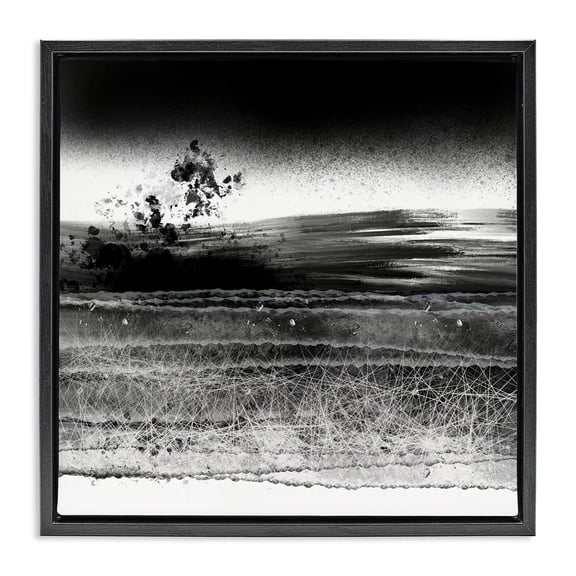 Stupell Industries Dusty Landscape Monochrome Black Framed Floater Canvas Wall Art design by Atelier Posters, 18 x 18