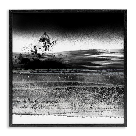 Stupell Industries Dusty Landscape Monochrome Black Framed Giclee Art design by Atelier Posters, 12 x 12
