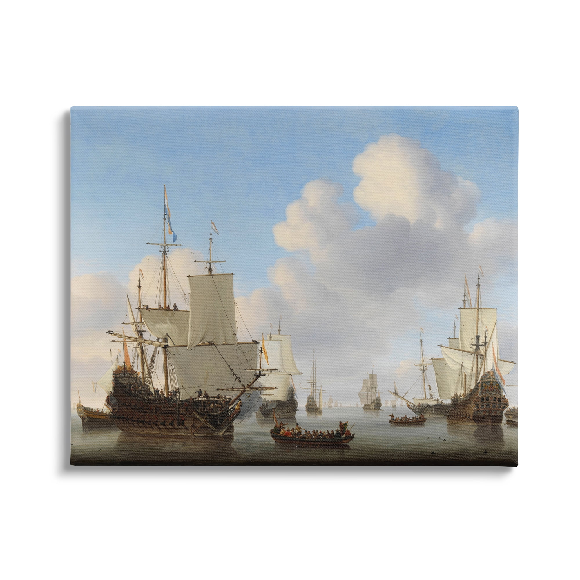 Stupell Industries Dutch Ships at Sea Willem van de Velde Classic Painting Painting Gallery Wrapped Canvas Print Wall Art, Design by one1000paintings