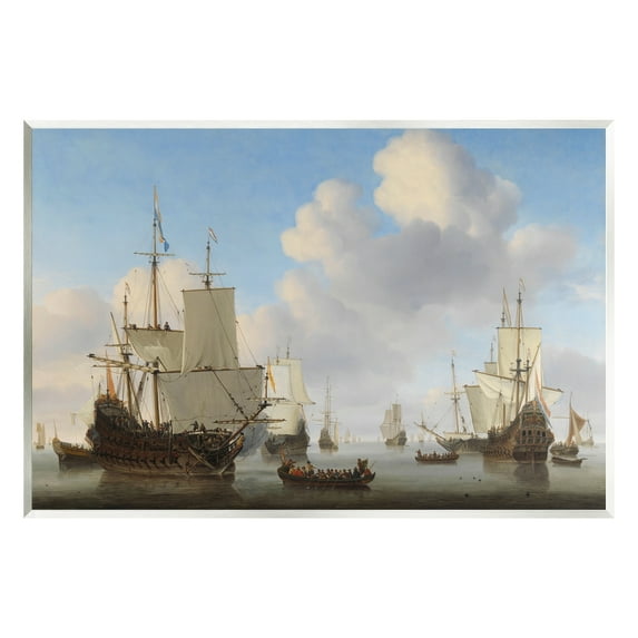 Stupell Industries Dutch Ships at Sea Willem van de Velde Classic Painting Painting Unframed Art Print Wall Art, Design by one1000paintings