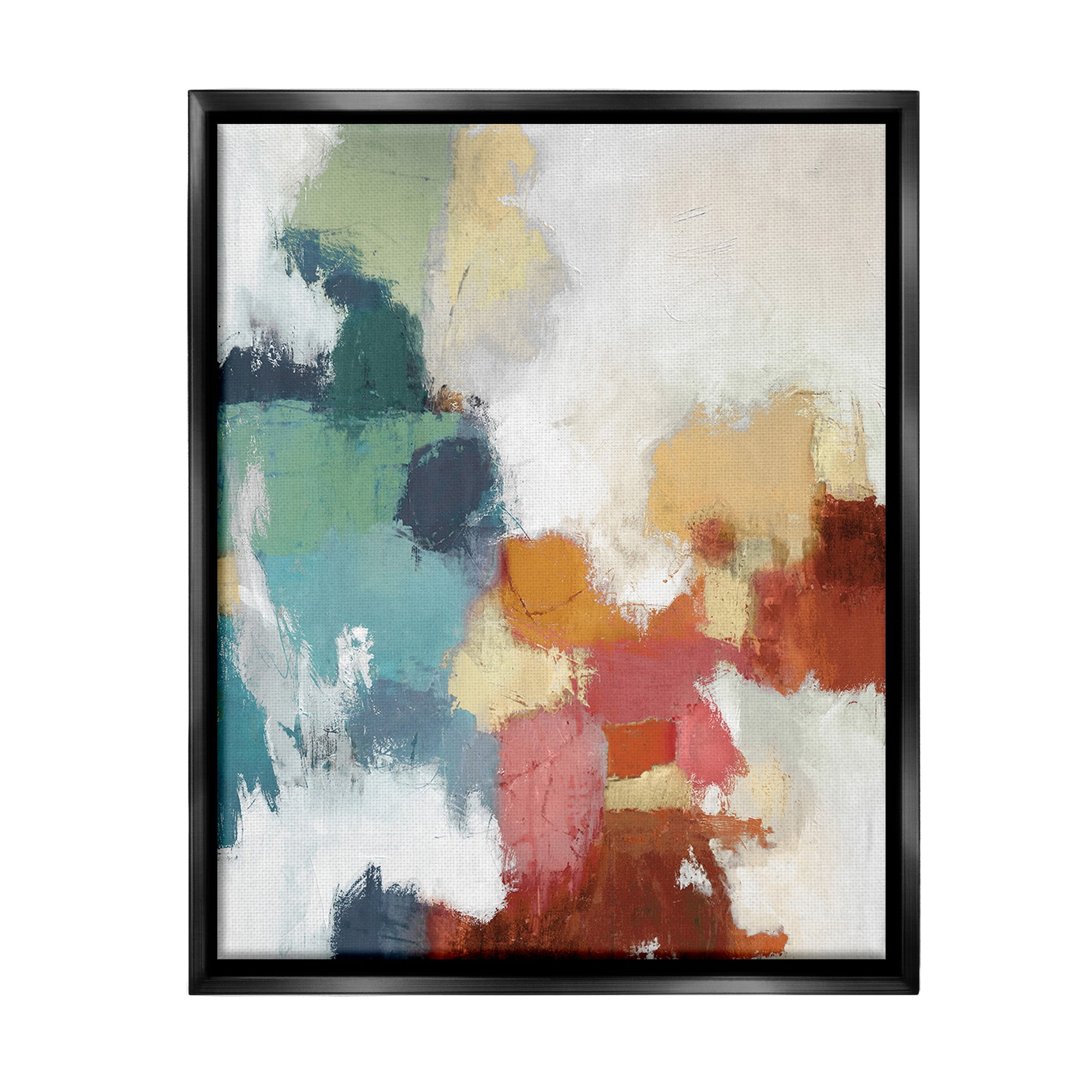 Stupell Industries Dynamic Abstract Hues Abstract Painting Black Floater Framed Canvas Art Print Wall Art, 25 x 31