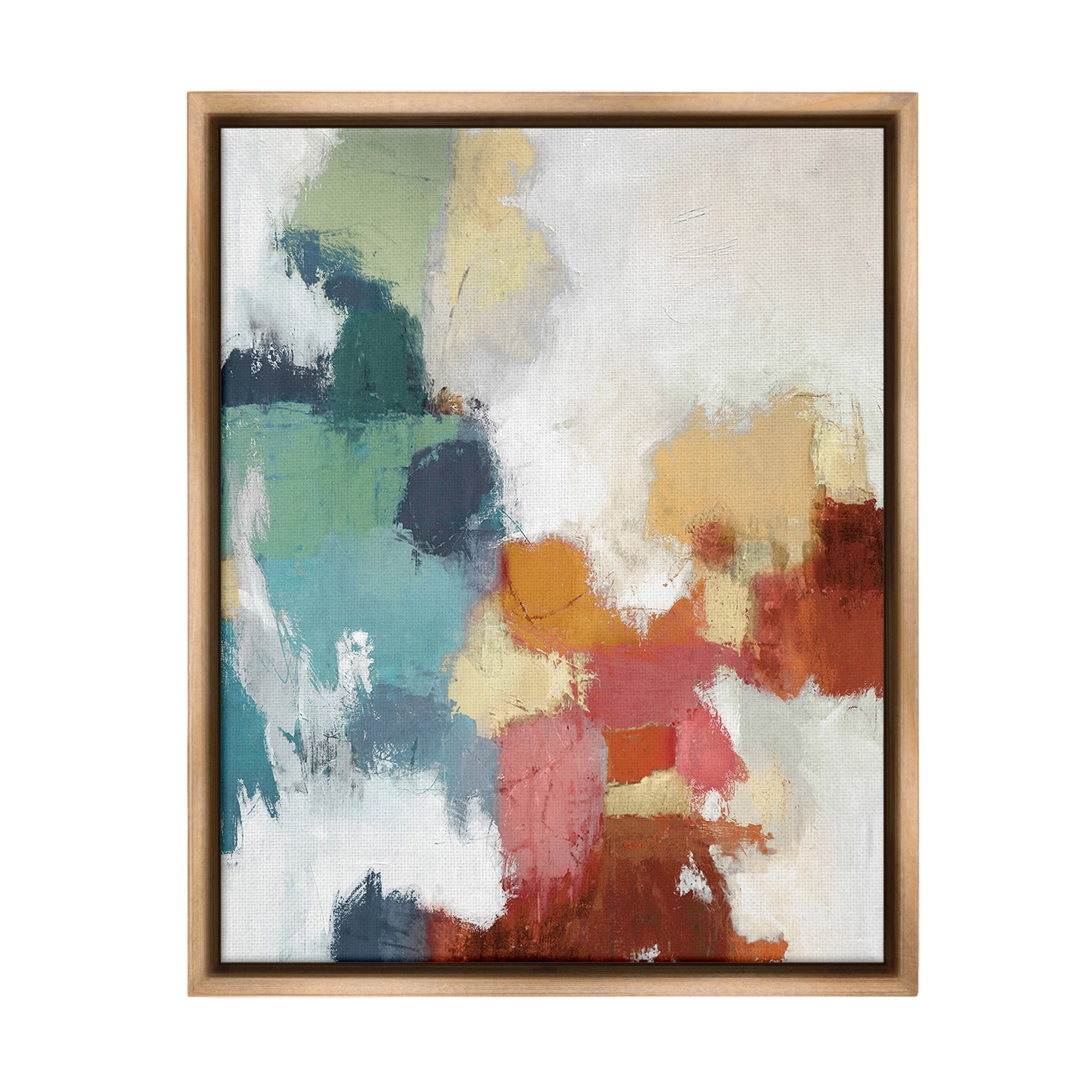 Stupell Industries Dynamic Abstract Hues Abstract Painting Brown Floater Framed Canvas Art Print Wall Art, 25 x 31