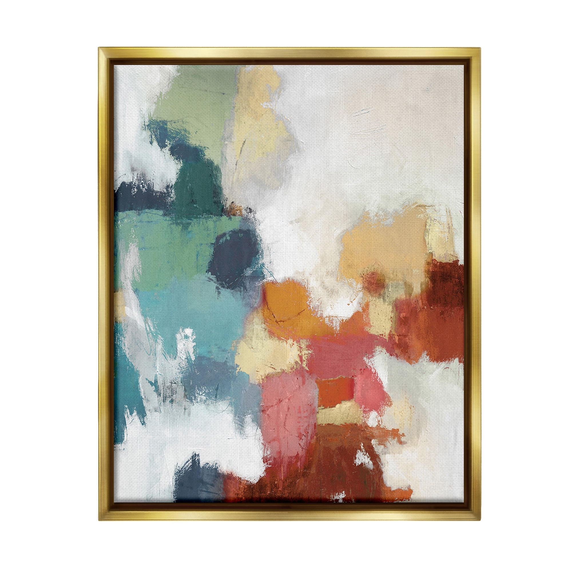 Stupell Industries Dynamic Abstract Hues Abstract Painting Gold Floater Framed Canvas Art Print Wall Art, 17 x 21