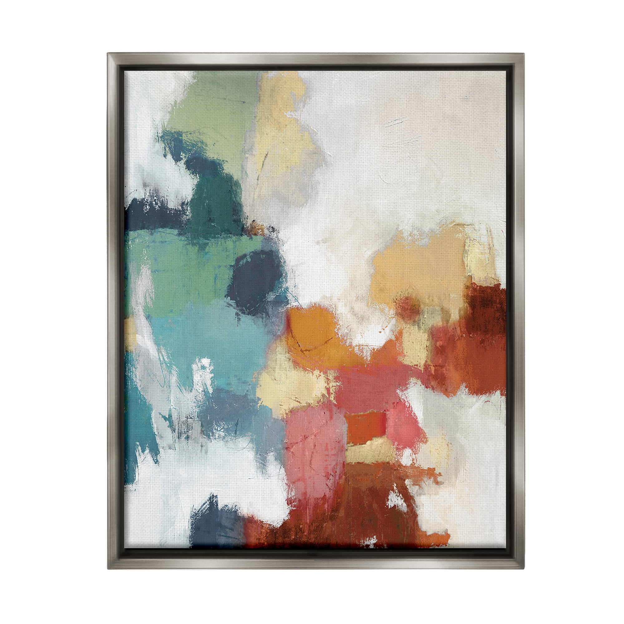 Stupell Industries Dynamic Abstract Hues Abstract Painting Gray Floater Framed Canvas Art Print Wall Art, 25 x 31