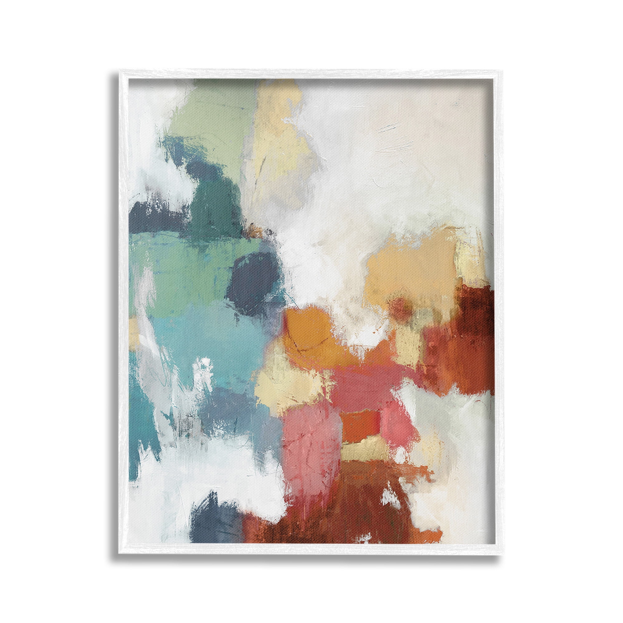 Stupell Industries Dynamic Abstract Hues Abstract Painting White Framed Art Print Wall Art, 16 x 20