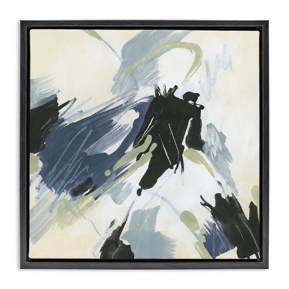 Stupell Industries Dynamic Abstract Pattern Abstract Painting Black Floater Framed Canvas Art Print Wall Art, 25 x 25