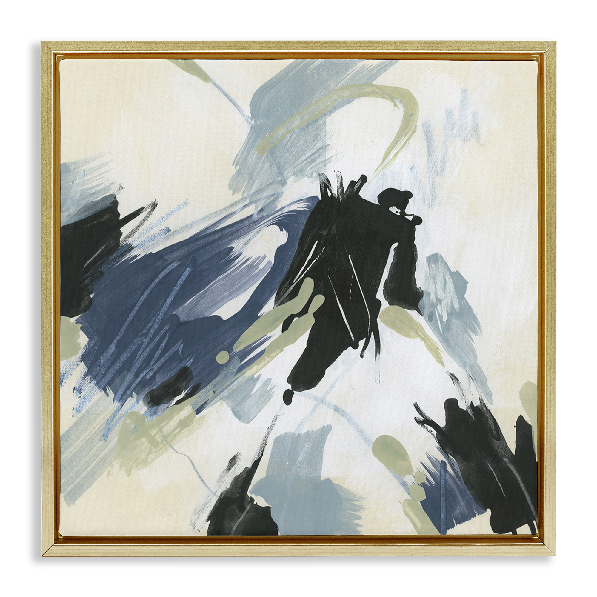 Stupell Industries Dynamic Abstract Pattern Abstract Painting Gold Floater Framed Canvas Art Print Wall Art, 18 x 18