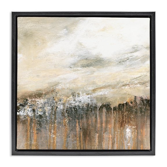 Stupell Industries Dynamic Abstract with Drip Pattern Abstract Painting Black Floater Framed Canvas Art Print Wall Art, 25 x 25