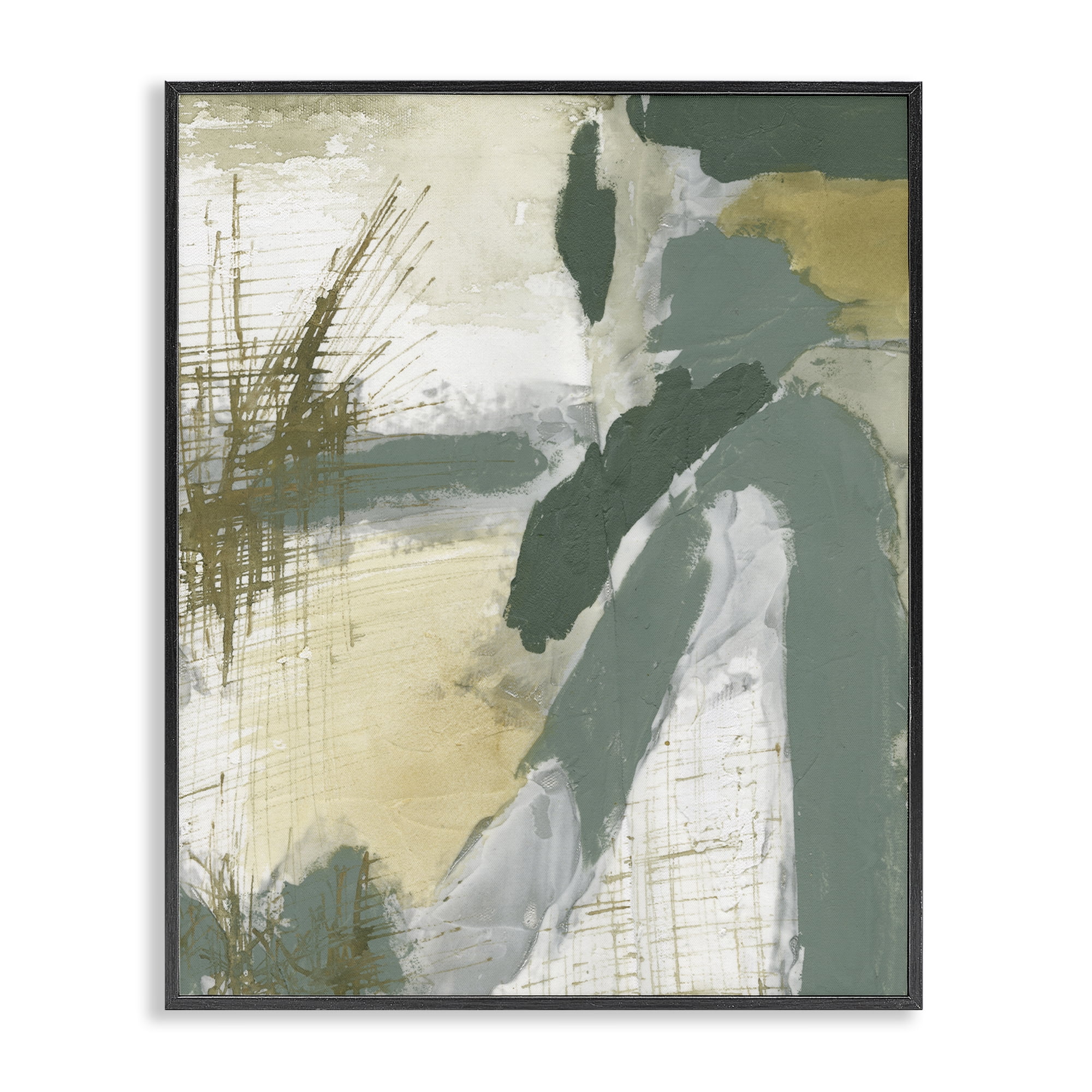 Stupell Industries Dynamic Abstract with Grey Abstract Painting Black Framed Art Print Wall Art, 16 x 20