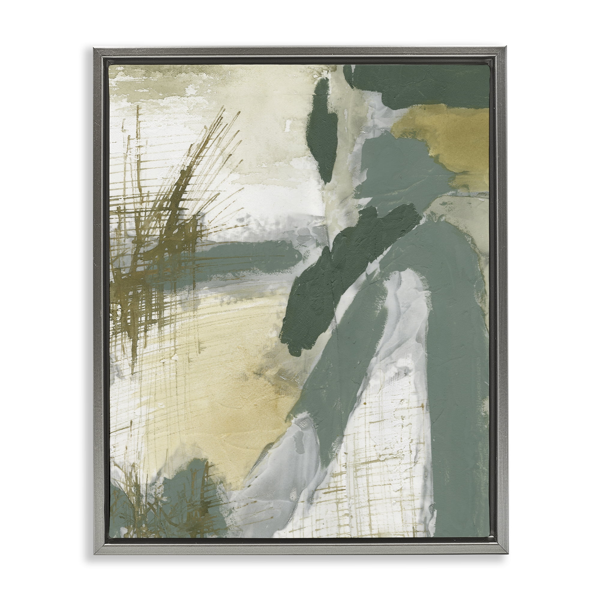 Stupell Industries Dynamic Abstract with Grey Abstract Painting Gray Floater Framed Canvas Art Print Wall Art, 17 x 21