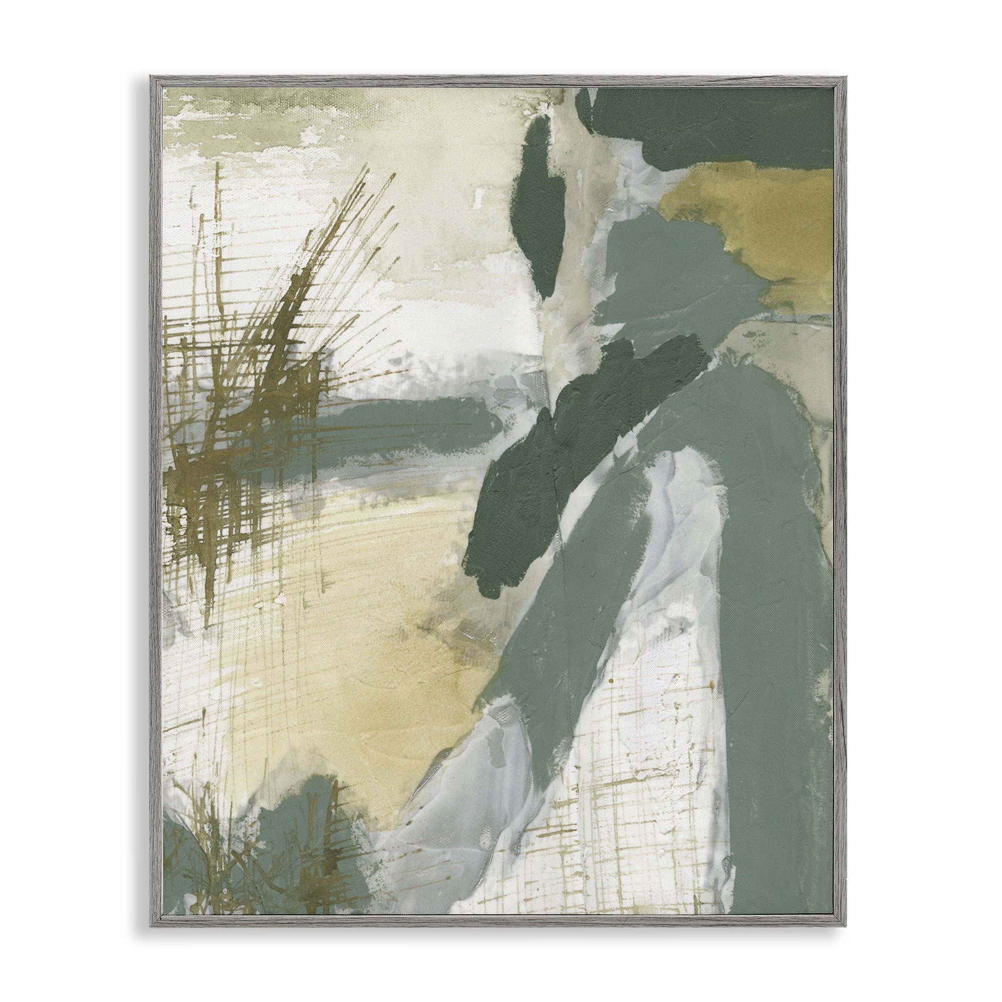 Stupell Industries Dynamic Abstract with Grey Abstract Painting Gray Framed Art Print Wall Art, 16 x 20