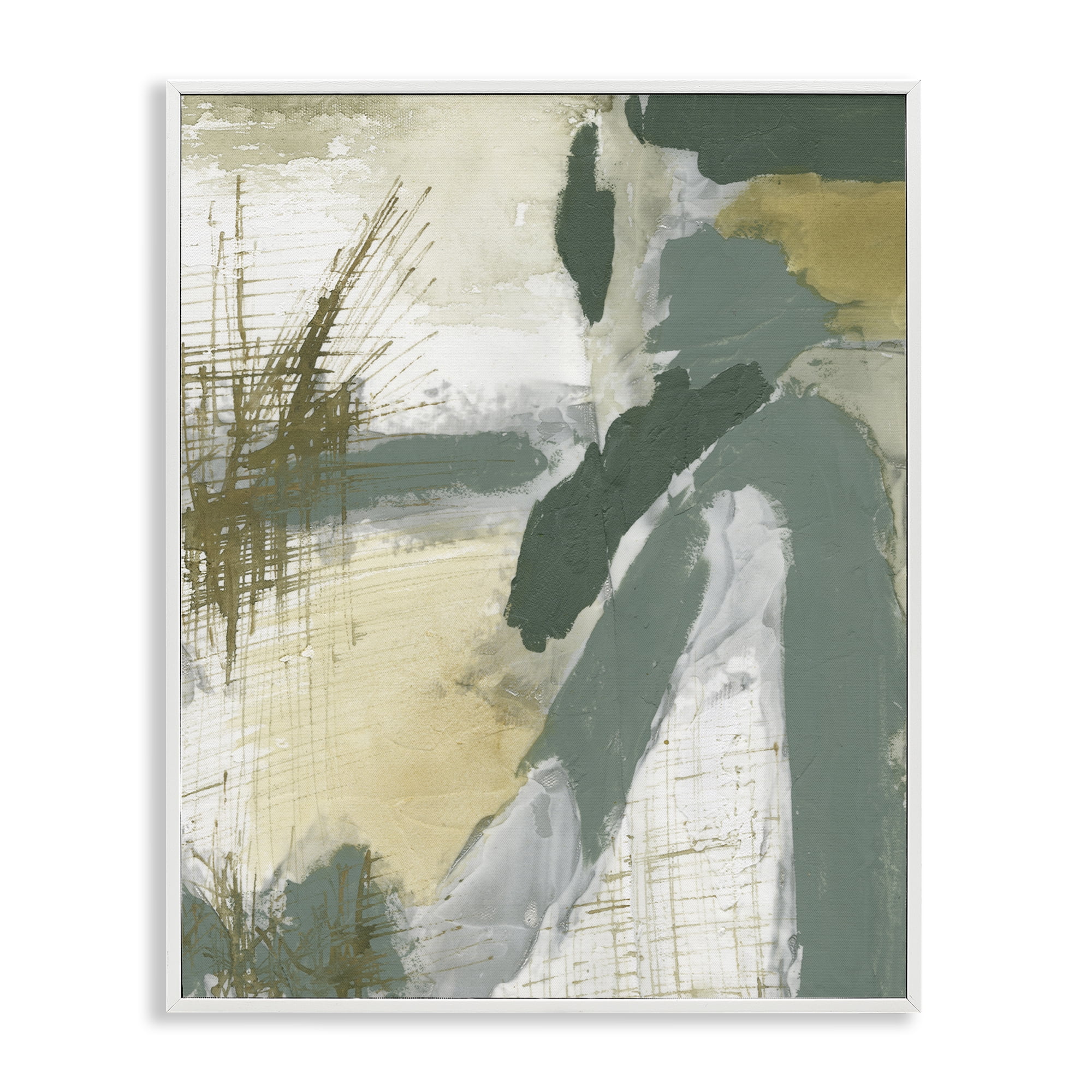 Stupell Industries Dynamic Abstract with Grey Abstract Painting White Framed Art Print Wall Art, 16 x 20