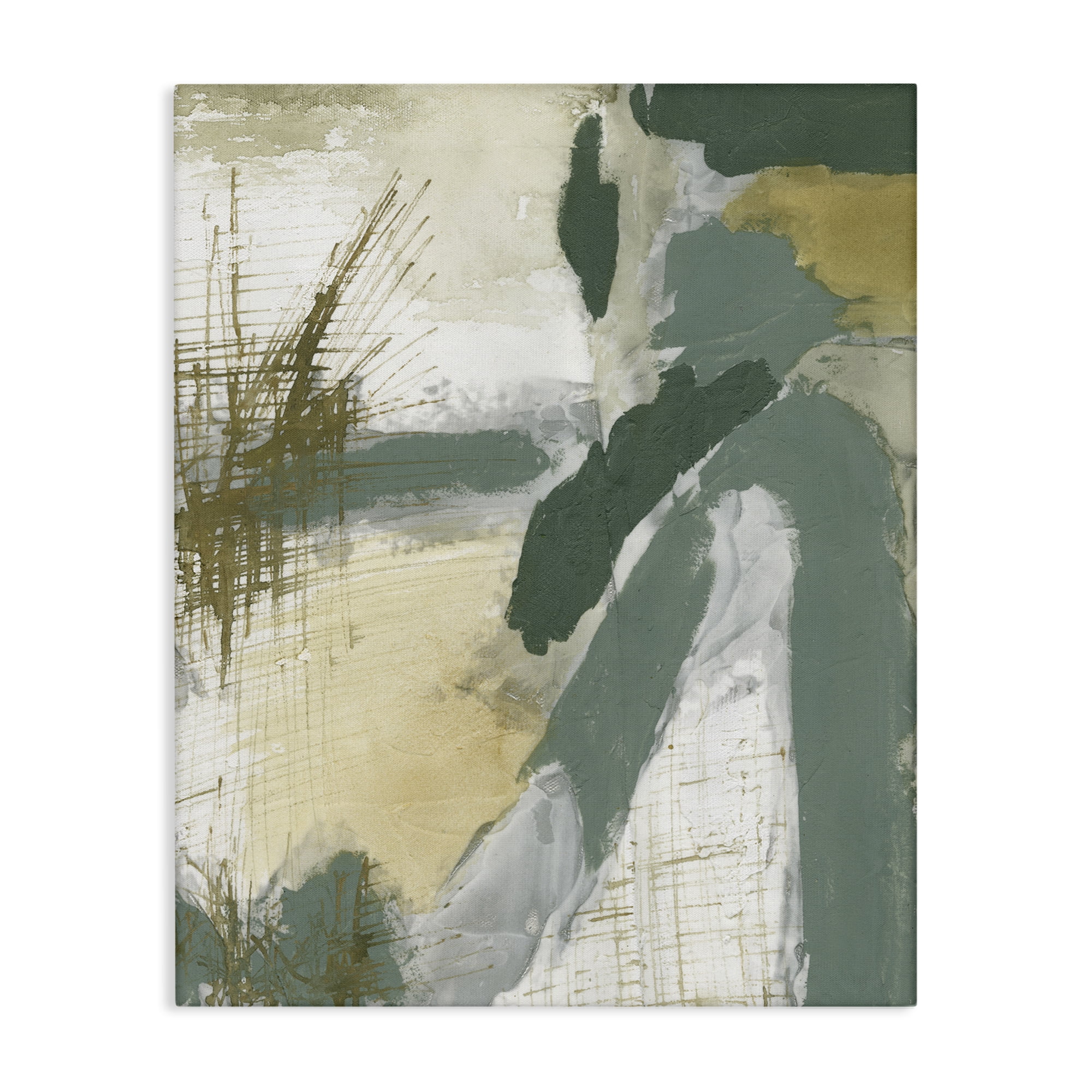Stupell Industries Dynamic Abstract with Grey Abstract Painting Wrapped Canvas Art Print Wall Art, 36 x 48