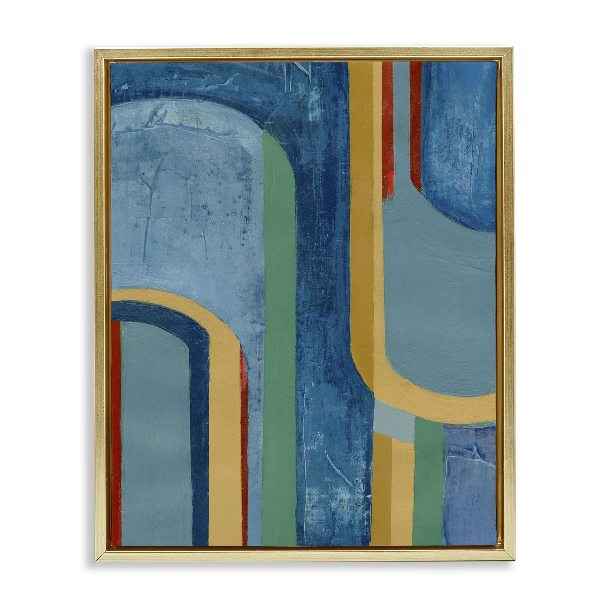 Stupell Industries Dynamic Arches Pattern Abstract Painting Gold Floater Framed Canvas Art Print Wall Art, 25 x 31