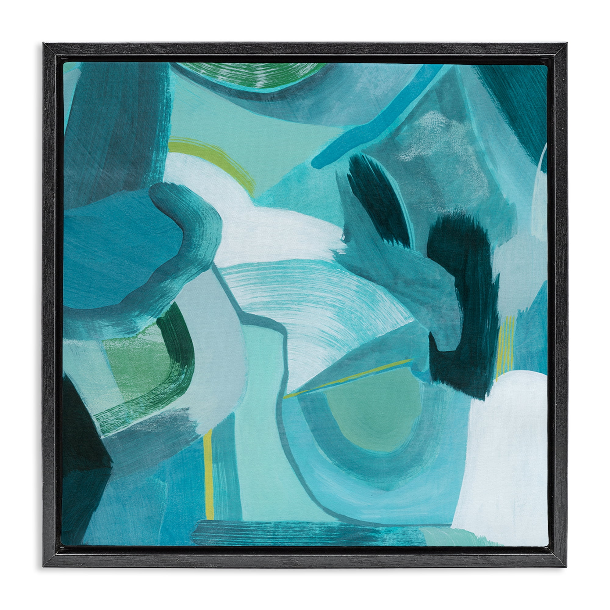 Stupell Industries Dynamic Cascading Shapes Abstract Painting Black Floater Framed Canvas Art Print Wall Art, 25 x 25