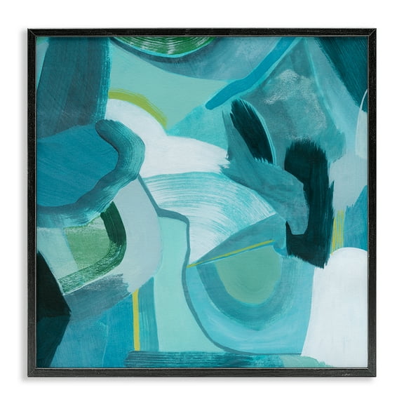 Stupell Industries Dynamic Cascading Shapes Abstract Painting Black Framed Art Print Wall Art, 12 x 12