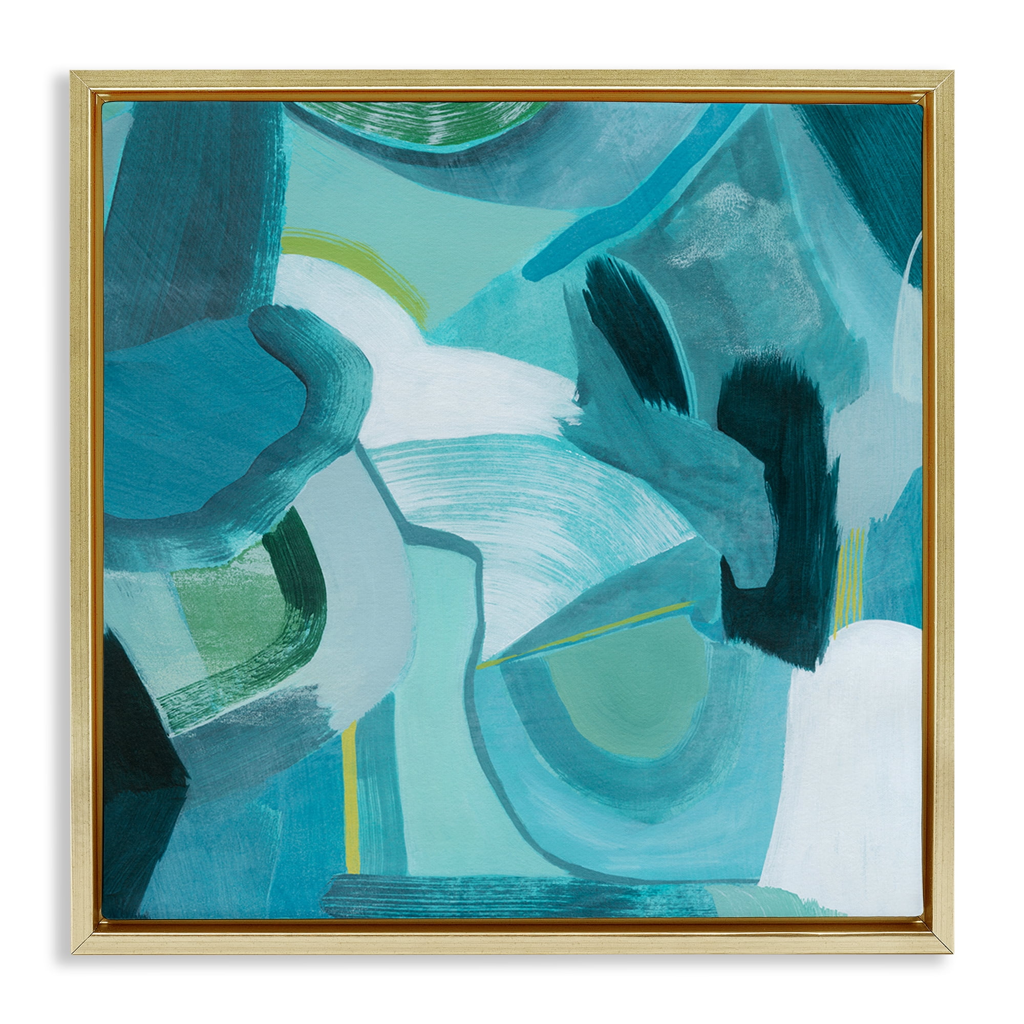 Stupell Industries Dynamic Cascading Shapes Abstract Painting Gold Floater Framed Canvas Art Print Wall Art, 25 x 25