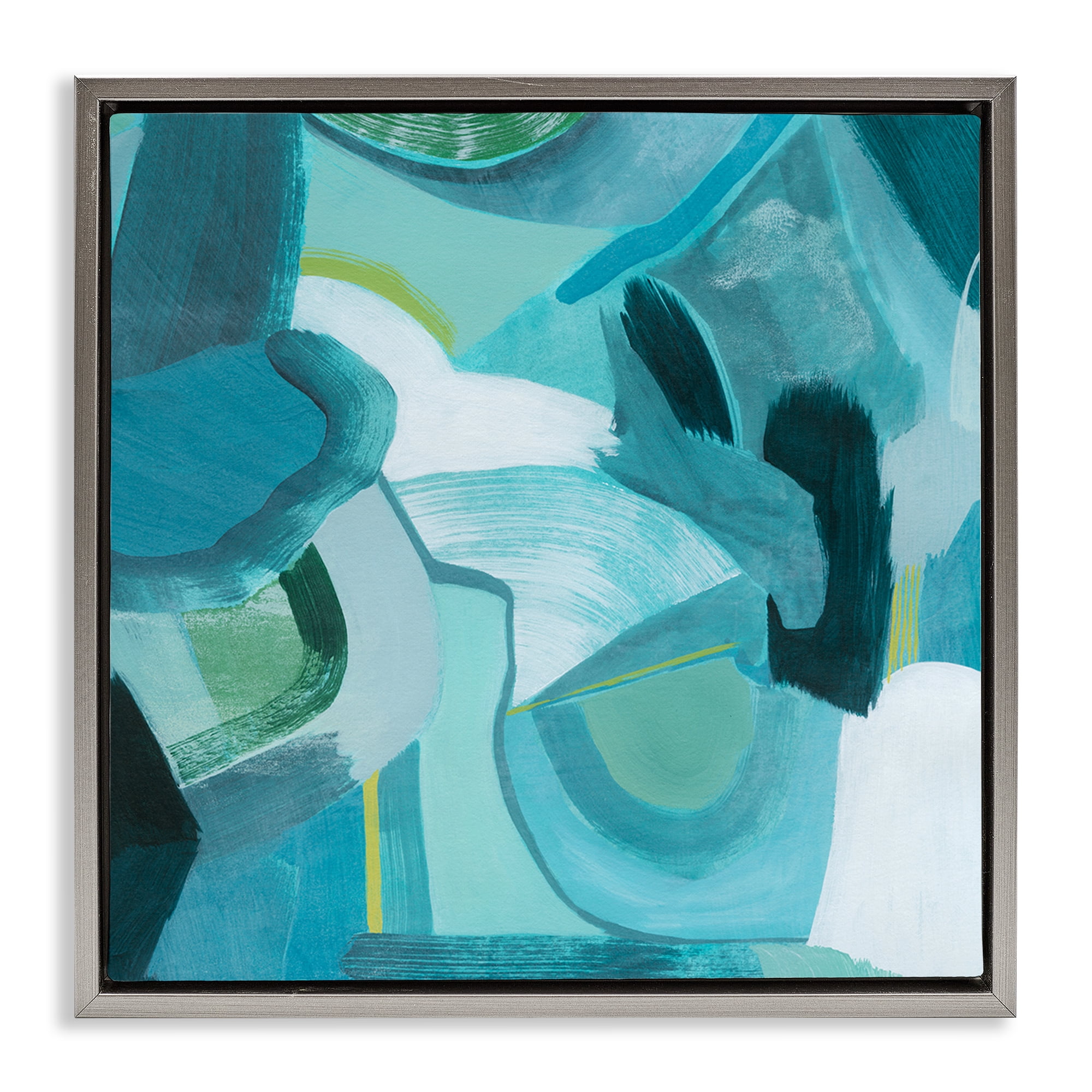 Stupell Industries Dynamic Cascading Shapes Abstract Painting Gray Floater Framed Canvas Art Print Wall Art, 18 x 18
