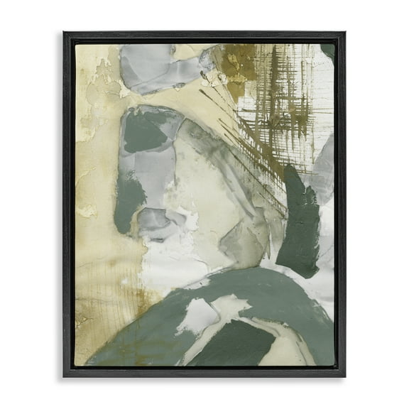 Stupell Industries Dynamic Chaotic Abstract Abstract Painting Black Floater Framed Canvas Art Print Wall Art, 17 x 21