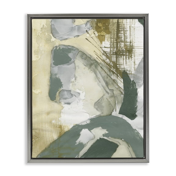 Stupell Industries Dynamic Chaotic Abstract Abstract Painting Gray Floater Framed Canvas Art Print Wall Art, 25 x 31