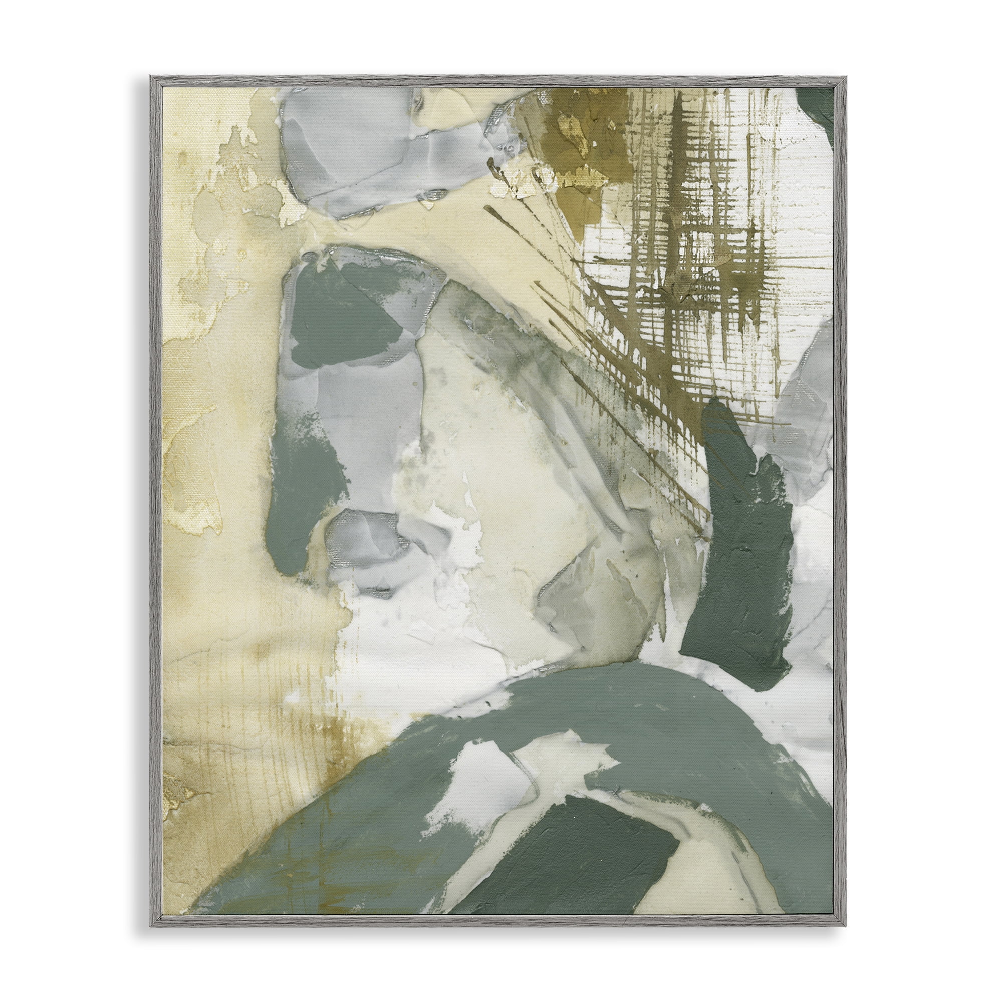 Stupell Industries Dynamic Chaotic Abstract Abstract Painting Gray Framed Art Print Wall Art, 16 x 20
