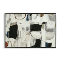 Stupell Industries Dynamic Earthy Shapes Abstract Painting Black Framed Art Print Wall Art, 18 x 12