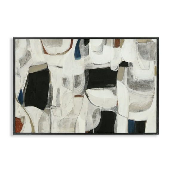 Stupell Industries Dynamic Earthy Shapes Abstract Painting Black Framed Art Print Wall Art, 18 x 12