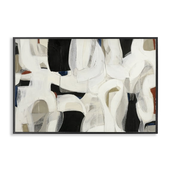 Stupell Industries Dynamic Earthy Shapes Abstract Painting Black Framed Art Print Wall Art, 18 x 12